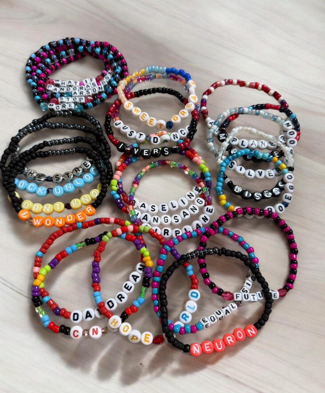 Hope on Stage Setlist Inspired Bracelets - Jhope Themed Beaded