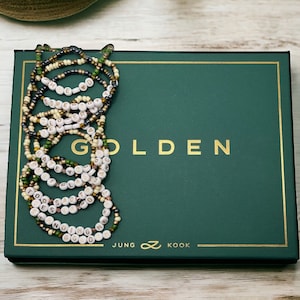 Golden JungKook album themed beaded bracelets - BTS accessories and jewelry