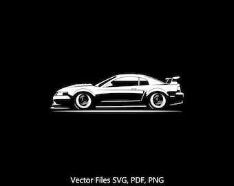 2000 Mustang CVT Cobra R Car svg Clipart Vector Clip Art Graphics Image Cut for Cricut, Silhouette