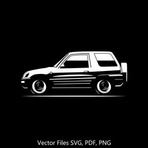1998 RAV4 3 Doors Car svg Clipart Vector Clip Art Graphics Image Cut for Cricut, Silhouette
