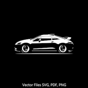 Könnte beinhalten: Eine weiße Silhouette eines Sportwagens vor schwarzem Hintergrund. Das Auto ist von der Seite zu sehen und hat ein elegantes, modernes Design.