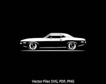 1970-1974 Challanger Car svg Clipart Vector Clip Art Grafica Immagine Tagliata per Cricut, Silhouette