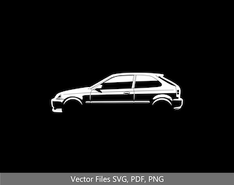 Civic EK Coupé 1998 Auto svg Clipart Vektor Clip Art Grafik Bild für Cricut, Silhouette geschnitten