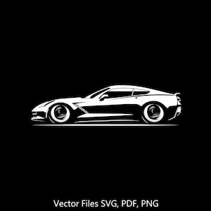 Svg de voiture Corvette C7 2014-2019 Clipart vectoriels Clip Art Image découpée pour Cricut, Silhouette