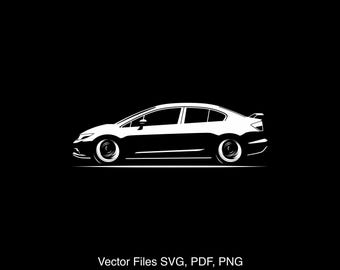 2015 Civic Si Sedan Car svg Clipart Vector Clip Art Graphics Image Cut for Cricut, Silhouette