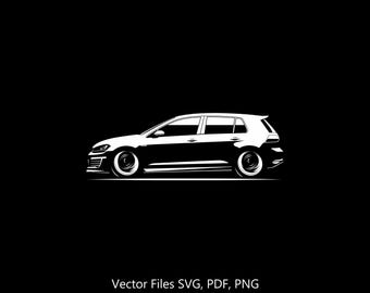 2013 Golf 7 GTI Car svg Clipart Vector Clip Art Grafica Immagine Tagliata per Cricut, Silhouette
