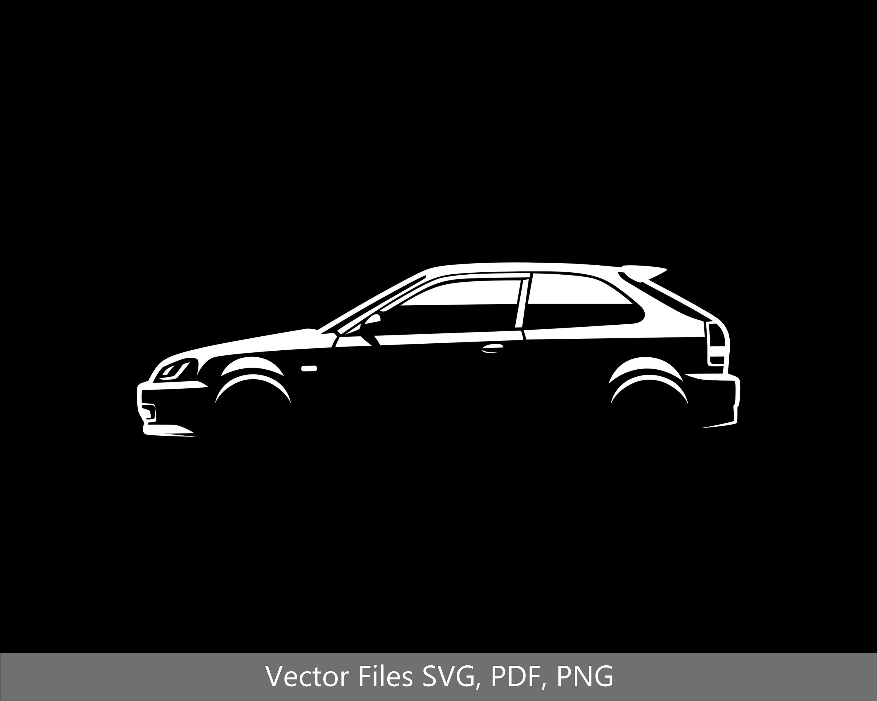 Civic EK Hatch Car svg Clipart Vector Clip Art Grafica Immagine Tagliata per Cricut, Silhouette