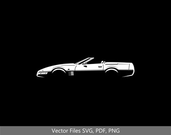 C4 Cabriolet 1994 Bil svg Clipart Vektor Clip Art Grafik Bildklipp för Cricut, Silhuett