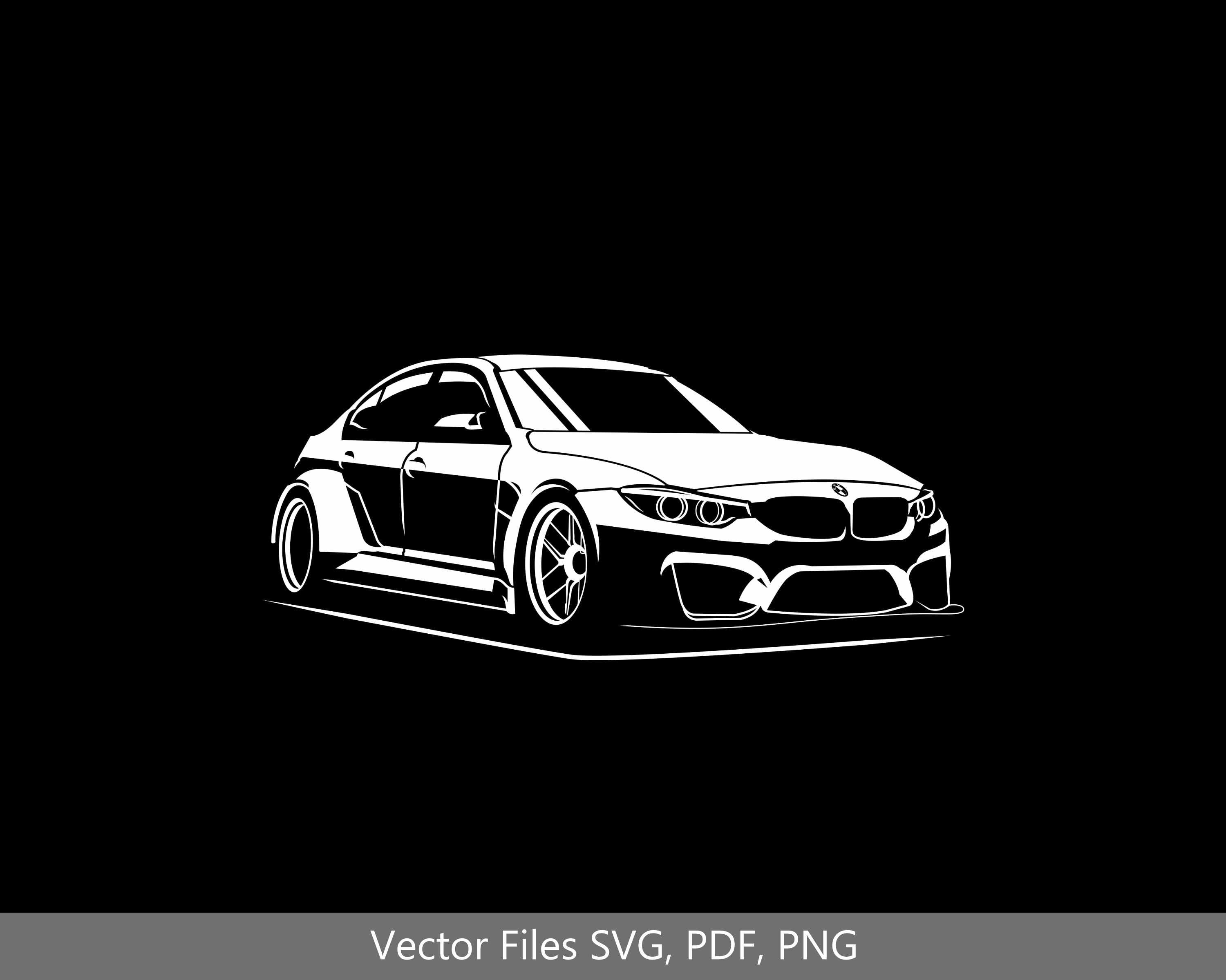 Décoration Murale BMW F30 Silhouette En Métal - 80 Cm Noir - Pour Fans De Voiture