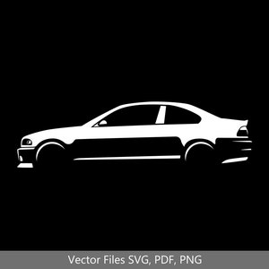 May include: A white silhouette of a car, viewed from the side, against a black background. The car has a sporty design with a low profile and a sleek body.