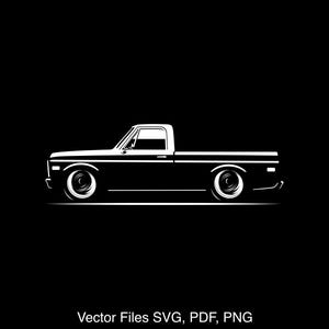 Svg de voiture camion C10 1970 Clipart vectoriel Clip Art Image découpée pour Cricut, Silhouette