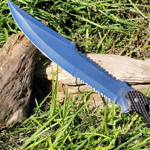 Black Bowie Knife &quot;Klondike Rush&quot;, 15 1/2 inch blade overall, Vented Handle, **Stainless Steel Blade, **Bowie, **Sawback Blade, Nylon Sheath