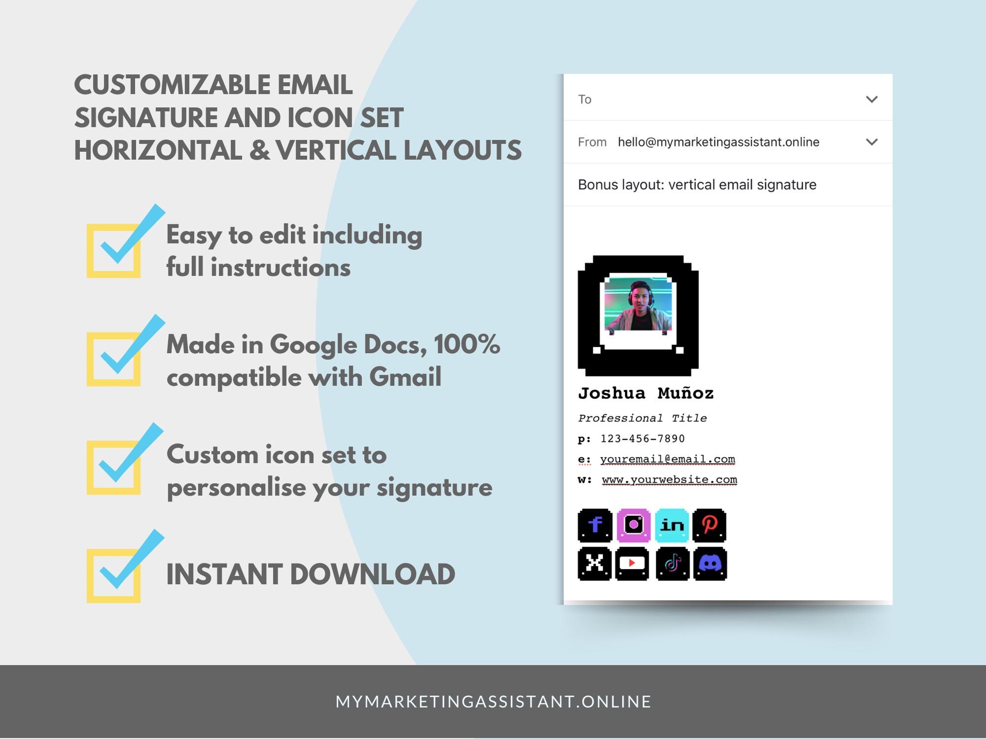 Retro Arcade Gmail Email Signature Template | Clickable Email Signature ...