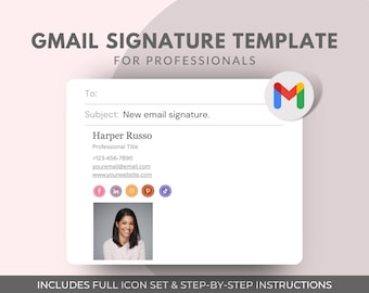 Clickable Email Signature Template | Customizable Gmail Design (PDF)