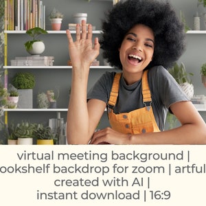 Bookshelf Zoom Background for Home Office | Virtual Meeting Background for Zoom & all platforms | Modern Bookshelf Backdrop
