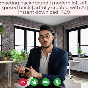 Virtual Background | Zoom Background for Home Office | Virtual Office Background for Zoom & all platforms | Exposed Brick Loft Background