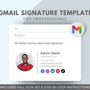 Gmail Email Signature Template | clickable email signature | professional email signature | customizable gmail signature made in Google Docs