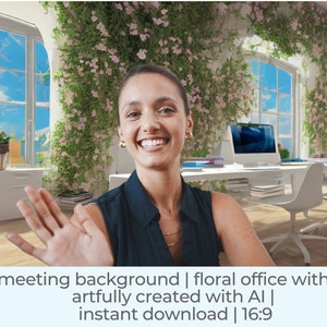Virtual Background | Zoom Background for Home Office | Virtual Office Background for Zoom & all platforms | Modern Floral Office Background