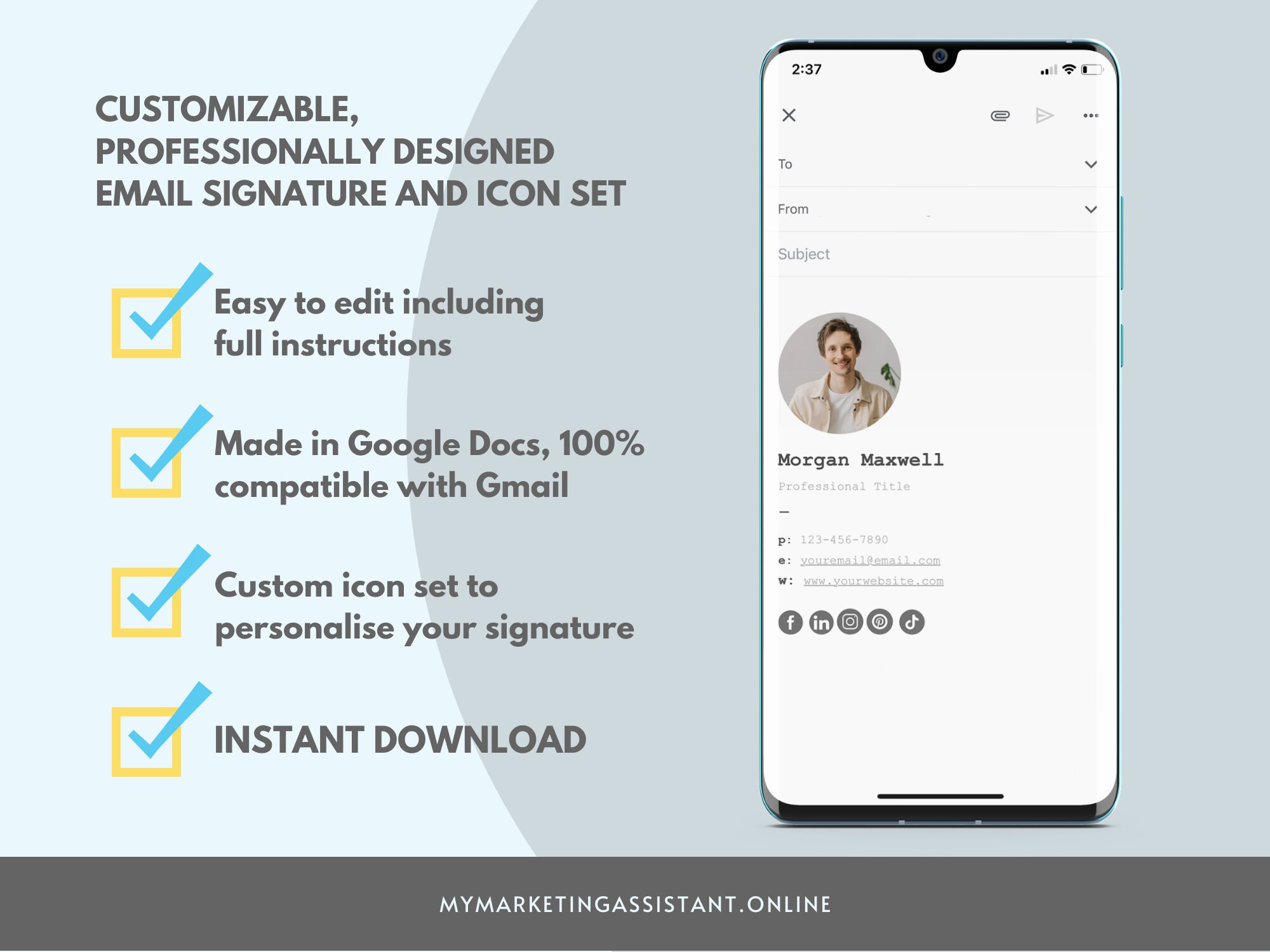 Professional Gmail Email Signature Template | Customizable Google Docs ...