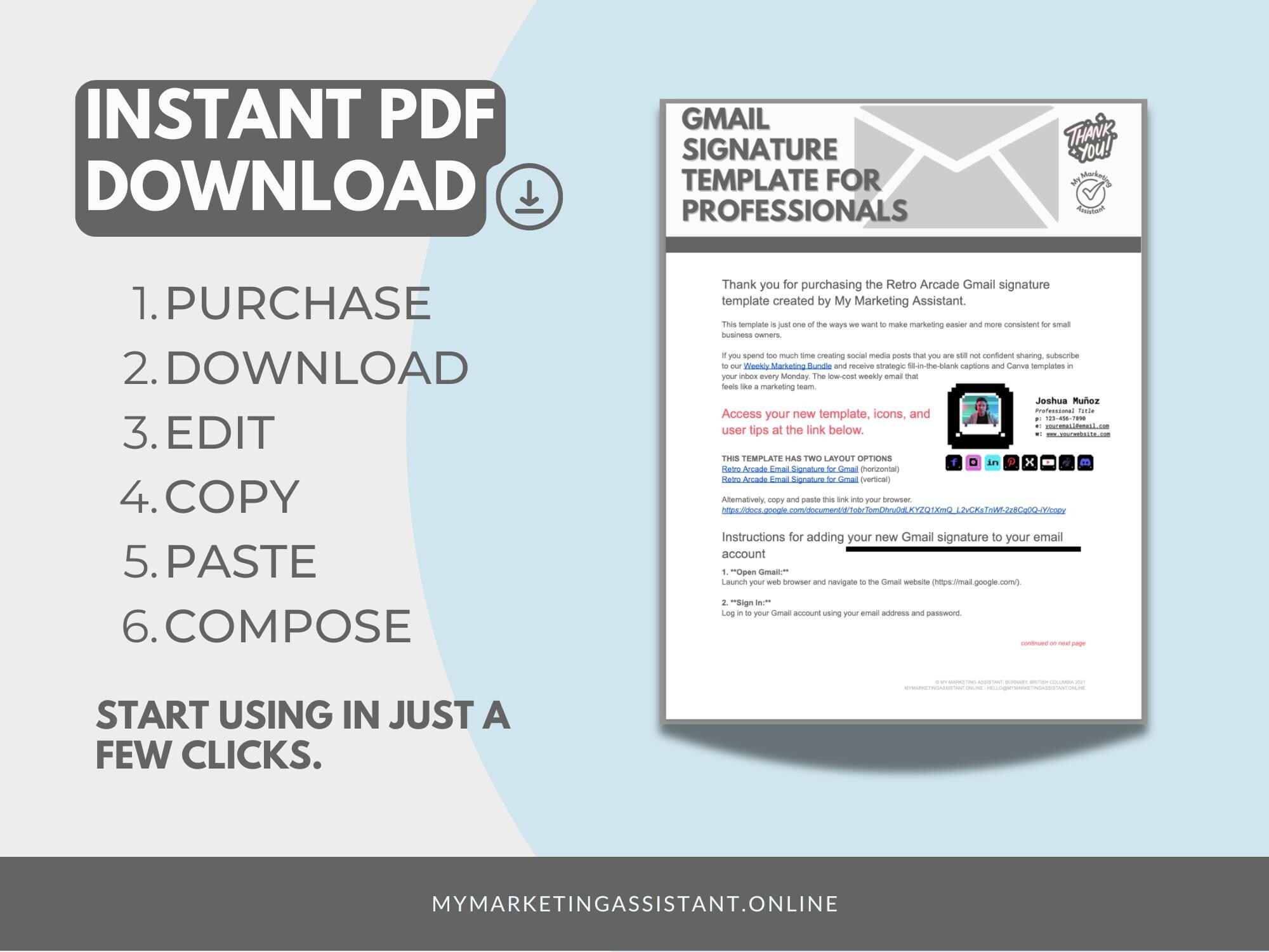Retro Arcade Gmail Email Signature Template | Clickable Email Signature ...