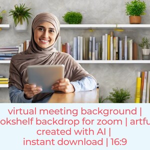 Bookshelf Zoom Background for Home Office | Virtual Meeting Background for Zoom & all platforms | Modern Bookshelf Backdrop
