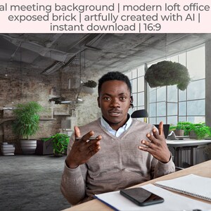 Virtual Background | Zoom Background for Home Office | Virtual Office Background for Zoom & all platforms | Exposed Brick Loft Background