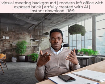 Exposed Brick Loft Virtual Background | Modern Office (Digital Download)