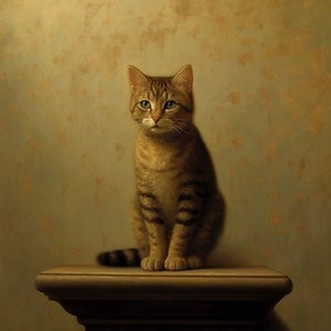 Tabby on a pedestal- Art Print