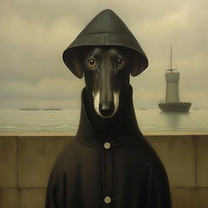 Greyhound by the sea - Art Print