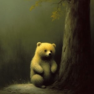 Bear Cub in the forest- Art Print