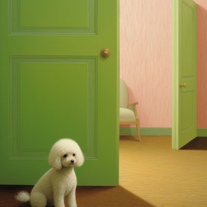 Bichon Frise at the green door - Art Print