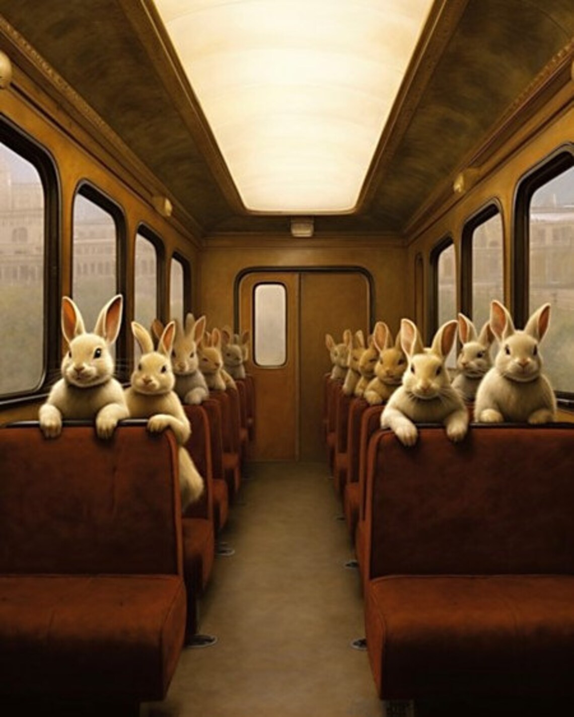 Railwaway Rabbit Rabbits on the Train- Art Print - Etsy