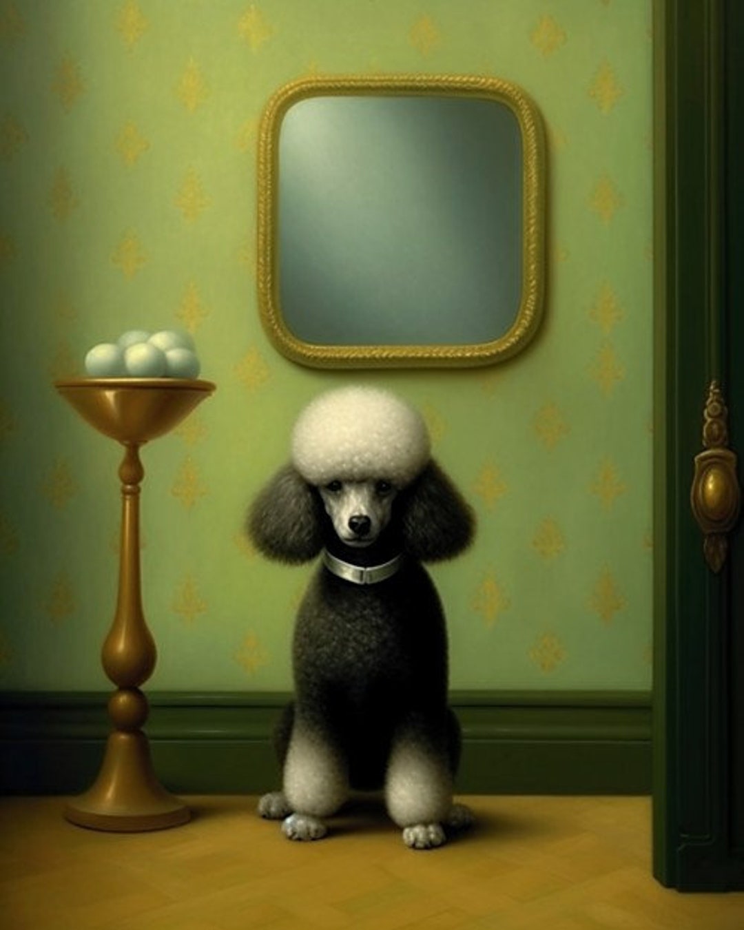 Black and White Poodle - Art Print - Etsy