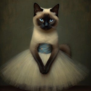 Siamkatze im Tütü - Kunstdruck