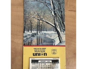 VTG 1955 UNION 76 Gas Station AZ Route 66 Advertising 12 Mo Calendar Winslow
