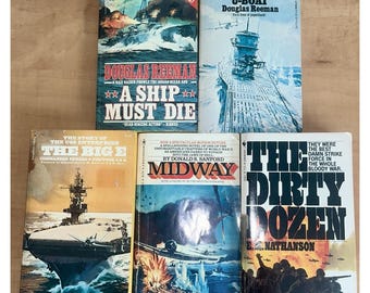 Vintage Lot of 5 WWII Paperbacks - Reeman-Sanford-Nathanson +
