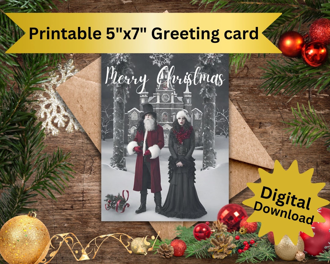 Goth Inspired Printable Digital 5"x7" Christmas Card - Etsy