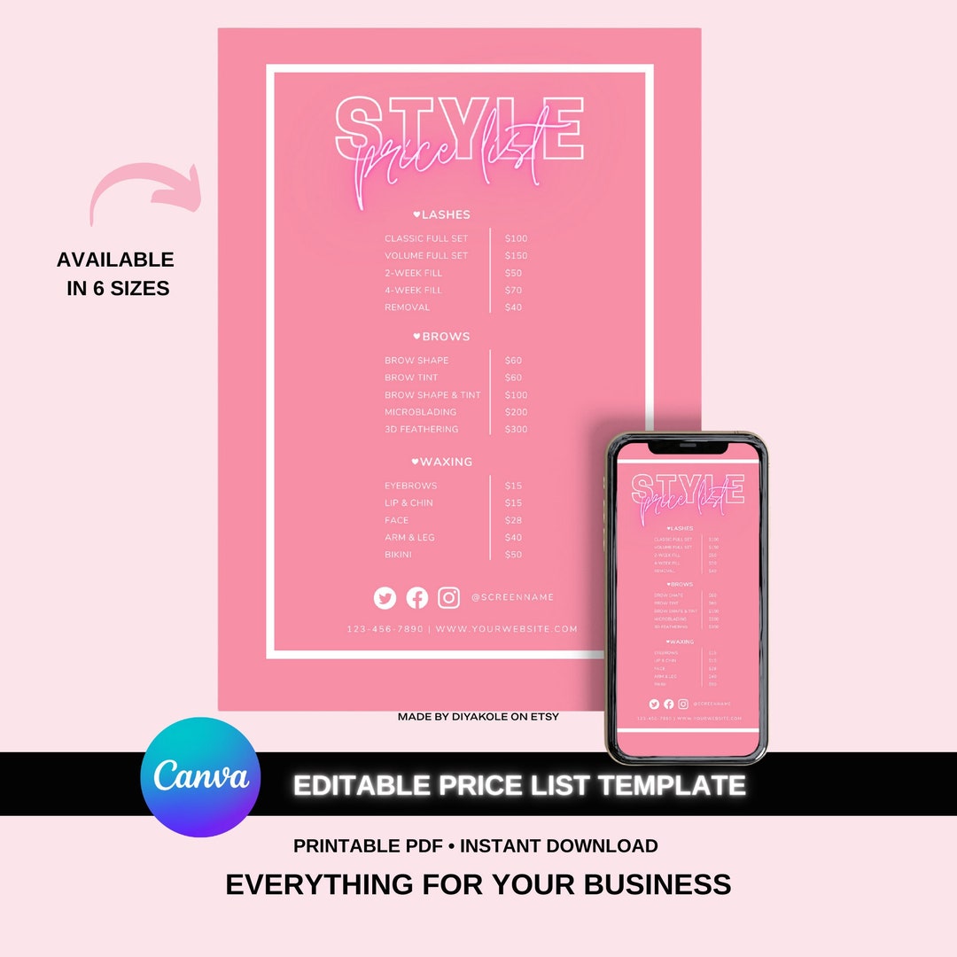 price-list-template-editable-price-list-template-canva-etsy