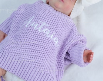 Personalized Embroidered  Baby Sweater: Custom Baby Name Sweater,  Sweater with Embroidered Name, Perfect Birthday Gift for Baby