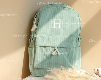 Personalized Kids' Backpack: Embroidered Name School Bag, Corduroy Toddler Book Bag, Perfect Gift for Students and Birthdays