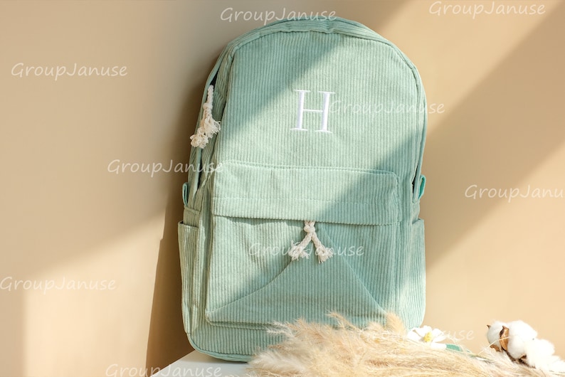 Kids School Bag, Personalized Toddler Backpack, Embroidered Name Child Book Bag, Corduroy Backpack for Students, Diaper Bag, Birthday Gift zdjęcie 7