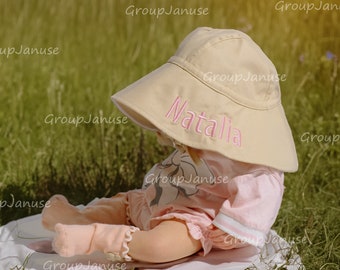 Adorable Personalized  Baby Sun Hat - Wide Brim - Ideal for Baby Girls - Keep Your Little One Stylish and Protected Under the Sun!