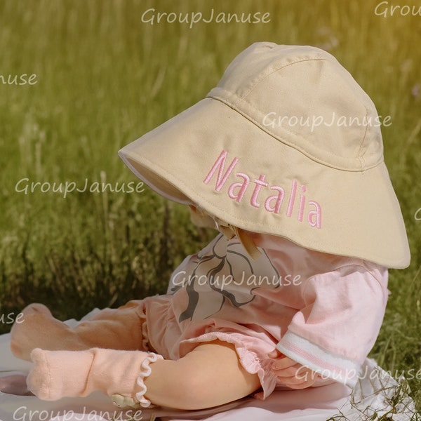 Adorable Personalized  Baby Sun Hat - Wide Brim - Ideal for Baby Girls - Keep Your Little One Stylish and Protected Under the Sun!
