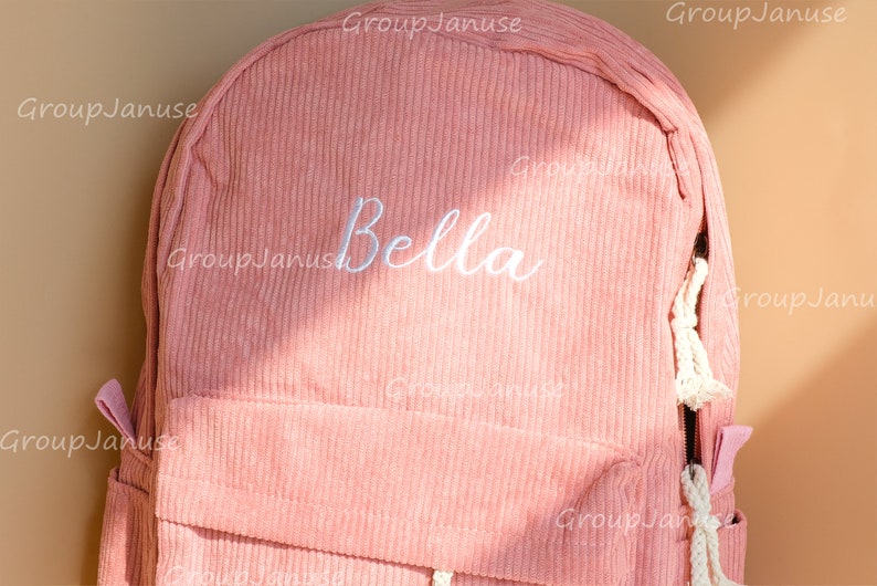 Kids School Bag, Personalized Toddler Backpack, Embroidered Name Child Book Bag, Corduroy Backpack for Students, Diaper Bag, Birthday Gift zdjęcie 5