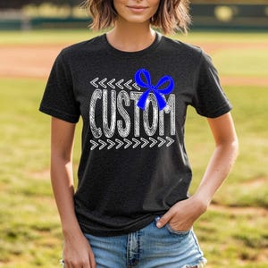 Custom TEAM spirit t-shirt, mascot team Spirit wear for baseball, great for teachers, softball mom shirt, Football mom, cheerleader, bow