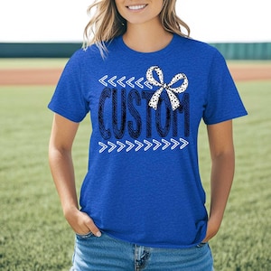 Custom TEAM spirit t-shirt, mascot team Spirit wear for baseball, great for teachers, softball mom shirt, Football mom, cheerleader, bow