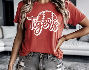 TIGERS baseball spirit t-shirt, mascot team Spirit wear for baseball, baseball mom shirt, baseball shirt, teacher shirt