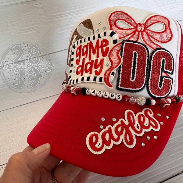 Personalized Game Day football trucker hat. Custom made to show your team spirit. Pick your colors