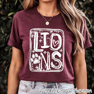LIONS graffiti spirit t-shirt, mascot team Spirit wear for baseball, football, great for teachers, Back to school, mom shirt