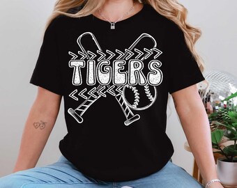 TIGERS baseball, team spirit mascot shirt, Spirit wear for baseball, softball, polka dot, great for teachers, baseball mom shirt